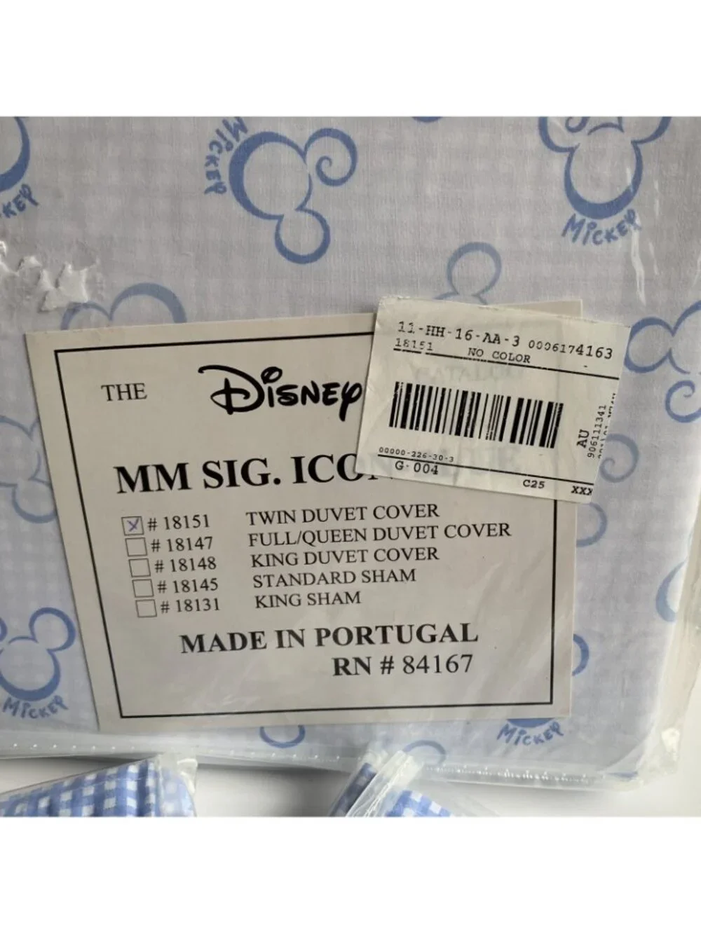 Rare New Disney Catalog Mickey Mouse Signature Icon Blue Twin Duvet 2 Shams